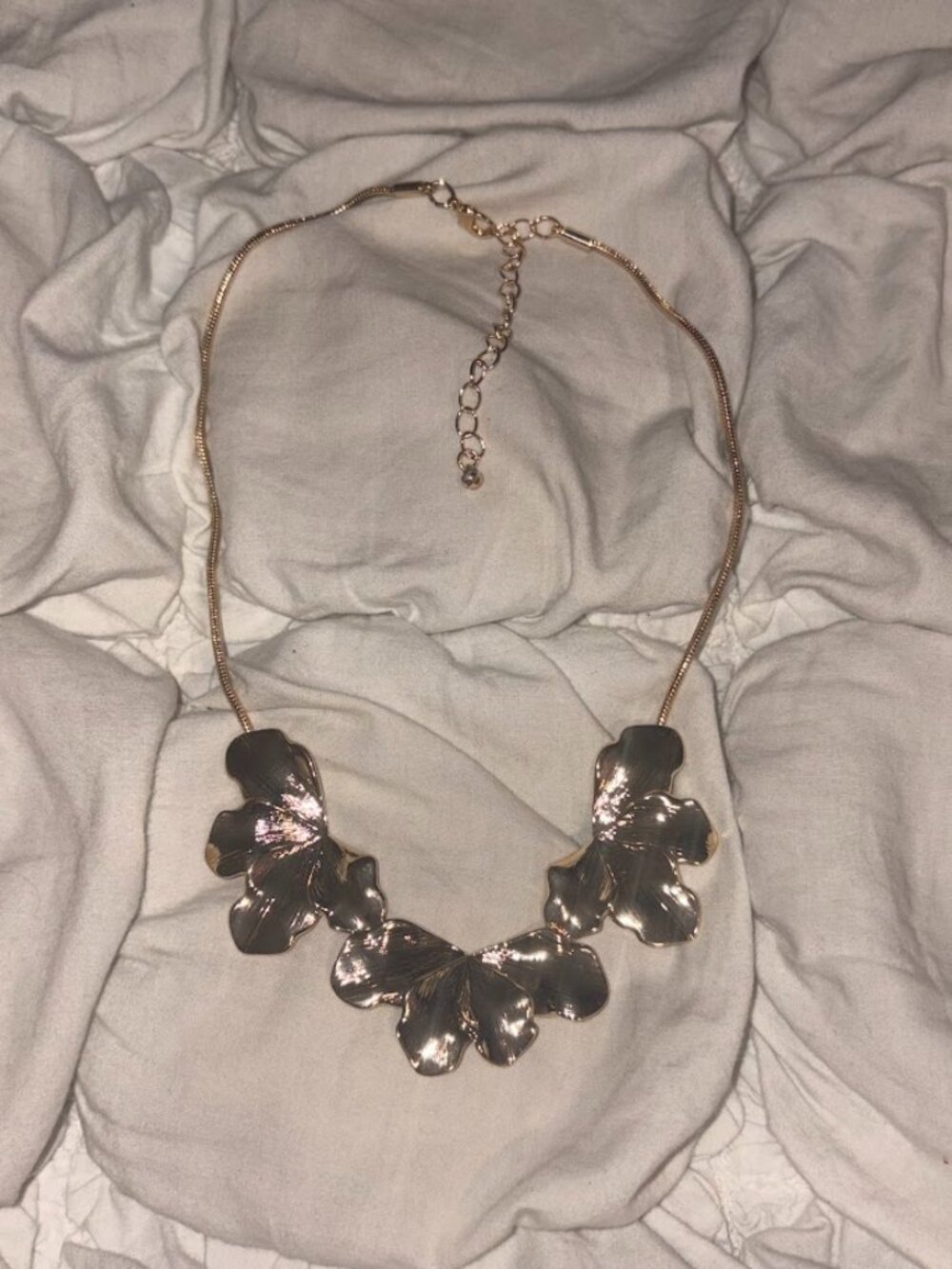 Free People Gold Scalloped Floral Statement Necklace